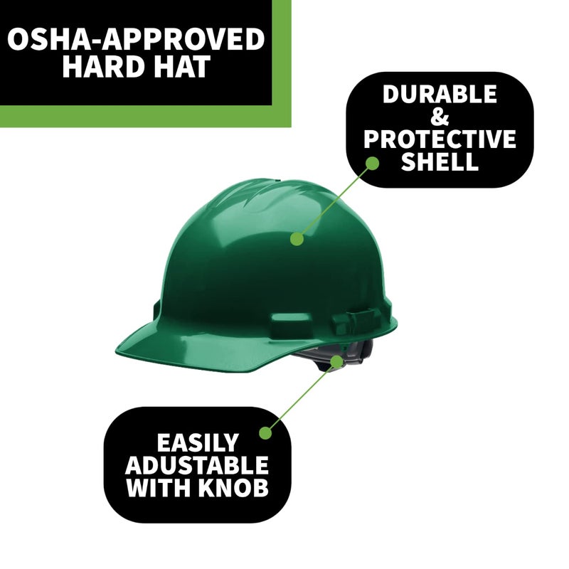 Cordova H24R9 Hard Hat, Cap-Style, 4-Point Ratchet Suspension, Class E and G, OSHA Work-Compliant, Protection for Construction, Remodelling, Forest Green - Image 2